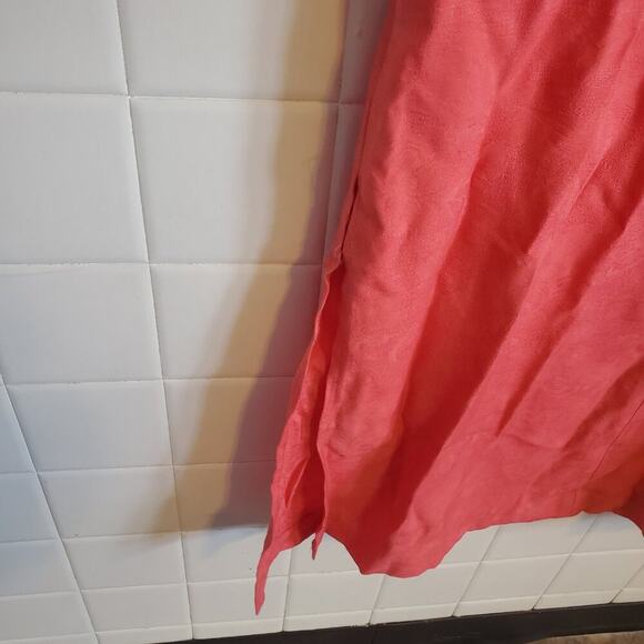 Vintage 90s Pink Faint Floral Pattern Sleeveless Side Slit A Line Maxi Dress - Picture 3 of 9